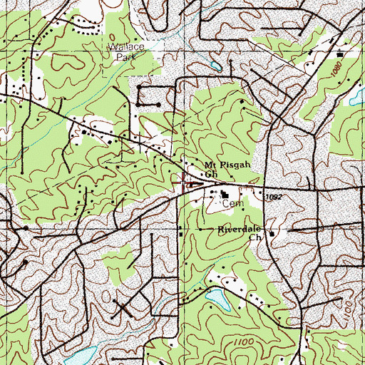 Topographic Map of Mount Pisgah Cemetery, GA