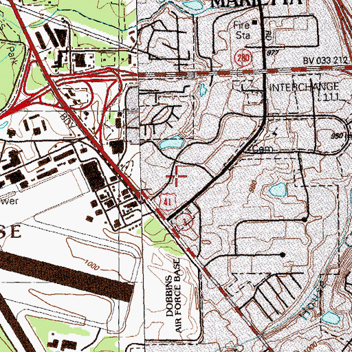 Topographic Map of New Market Business Center, GA