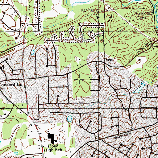 Topographic Map of Old Clay Cemetery, GA