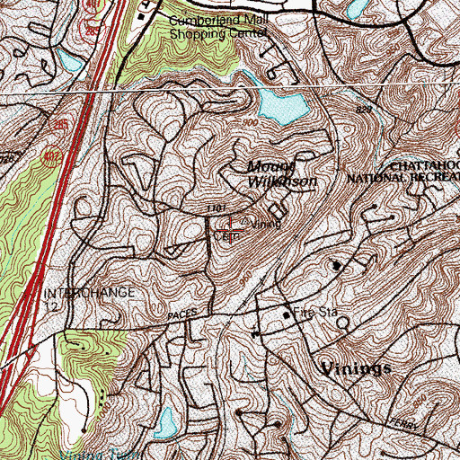 Topographic Map of Pace Cemetery, GA