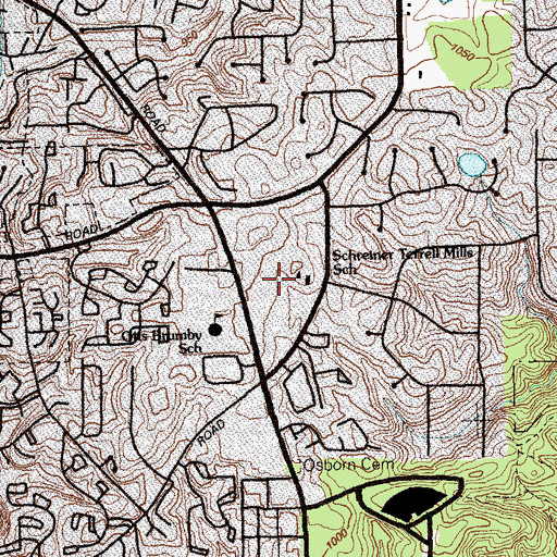 Topographic Map of Powers Ferry Plaza Shopping Center, GA