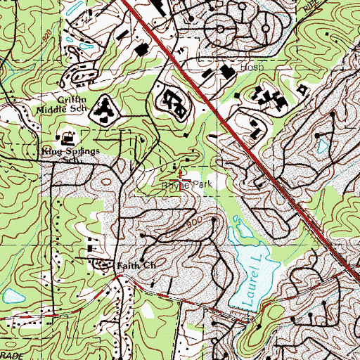 Topographic Map of Rhyne Park, GA