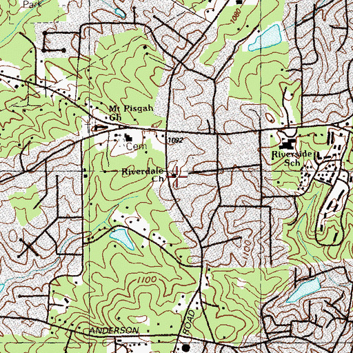 Topographic Map of Riverdale Church, GA