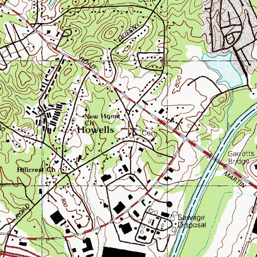 Topographic Map of Riverview Temple Cemetery, GA