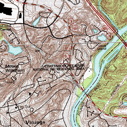 Topographic Map of Riverview Village Shopping Center, GA