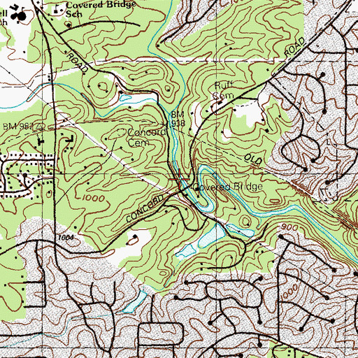 Topographic Map of Ruffs Mill, GA
