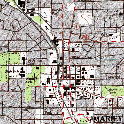 Topographic Map of Saint James Episcopal Church, GA