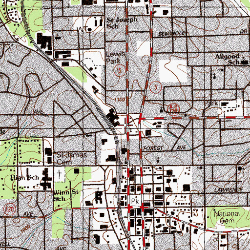Topographic Map of Saint Joseph Roman Catholic Church, GA