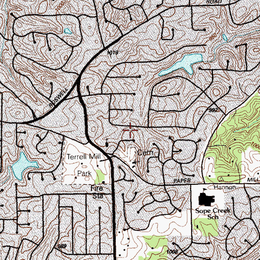 Topographic Map of Sardis Cemetery, GA