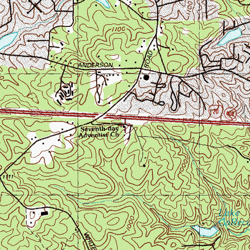 Topographic Map of Seventh Day Adventist Church, GA
