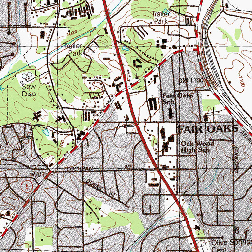 Topographic Map of Sibley Branch Cobb County Public Library, GA