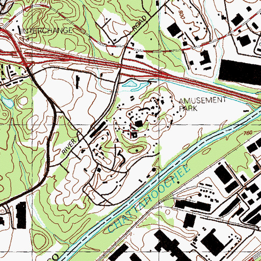 Topographic Map of Six Flags Over Georgia, GA