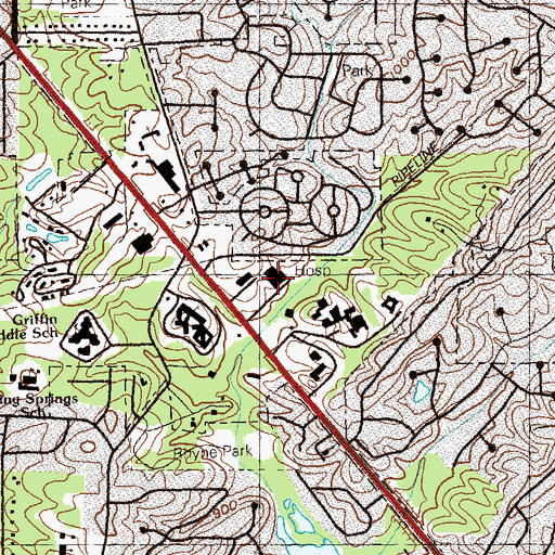 Topographic Map of Emory Adventist Hospital, GA