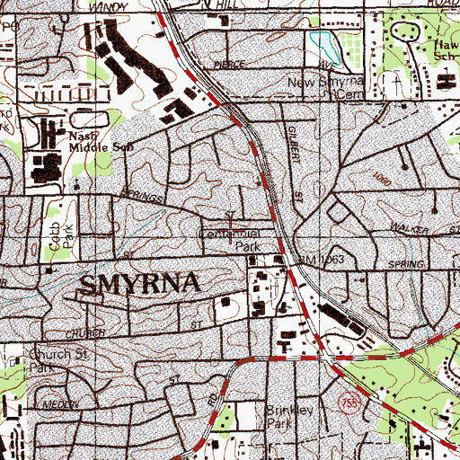 Topographic Map of Smyrna Public Library, GA