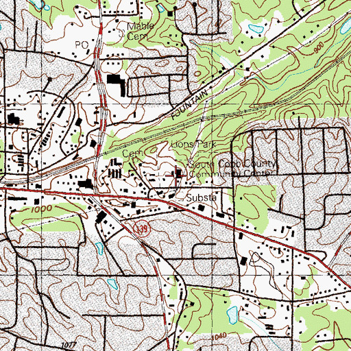 Topographic Map of South Cobb County Community Center, GA