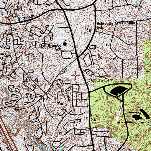 Topographic Map of Terrell Mill Village Shopping Center, GA