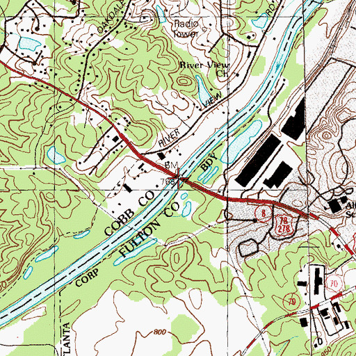 Topographic Map of Turner Ferry (historical), GA