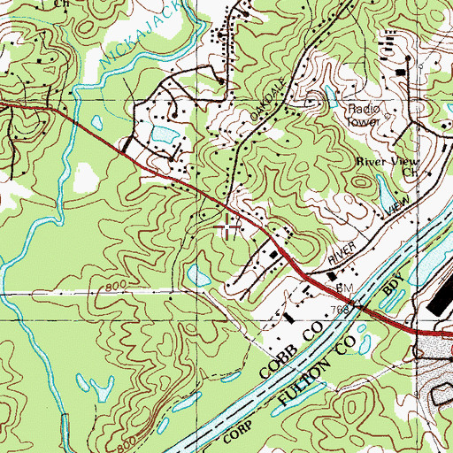 Topographic Map of Turner-Sewell Cemetery, GA