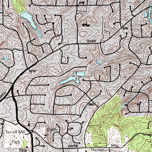 Topographic Map of Turtle Lake, GA