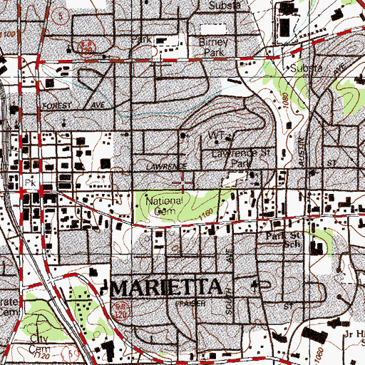 Topographic Map of Washington Avenue Historic District, GA