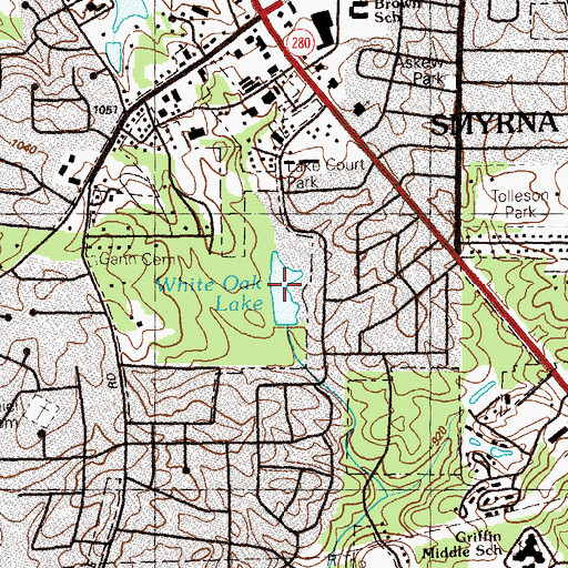 Topographic Map of White Oak Lake, GA