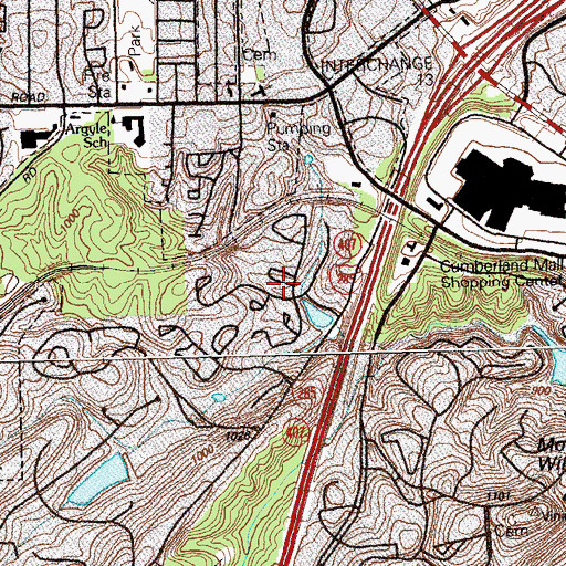 Topographic Map of Woodmere, GA