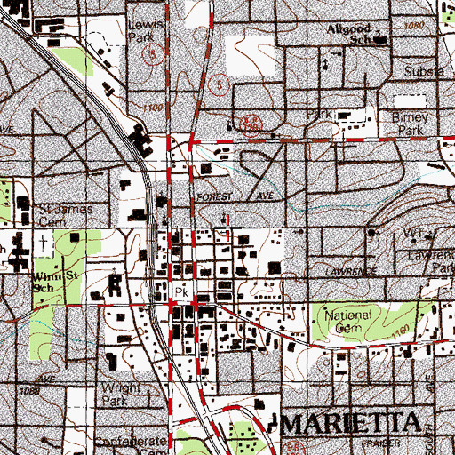Topographic Map of Zion Baptist Church, GA