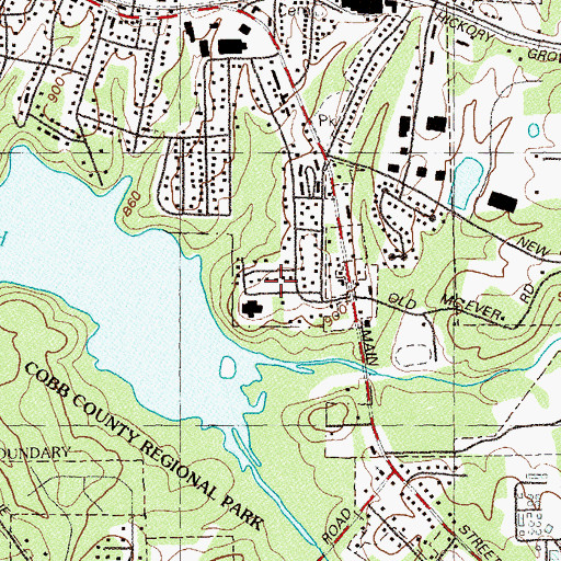 Topographic Map of Acworth Meadows, GA
