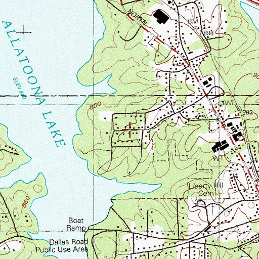 Topographic Map of Allatoona Shores, GA