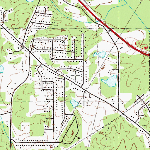 Topographic Map of Bannister Acres, GA