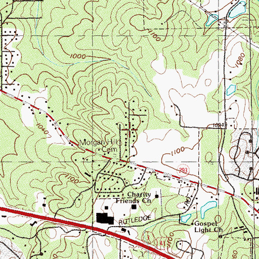 Topographic Map of Big Shanty Hills, GA