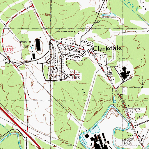 Topographic Map of Clarkdale Park, GA