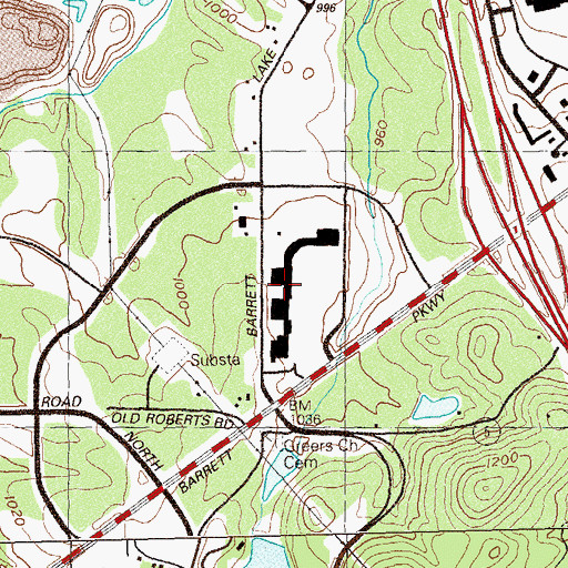 Topographic Map of Cobb Place Shopping Center, GA