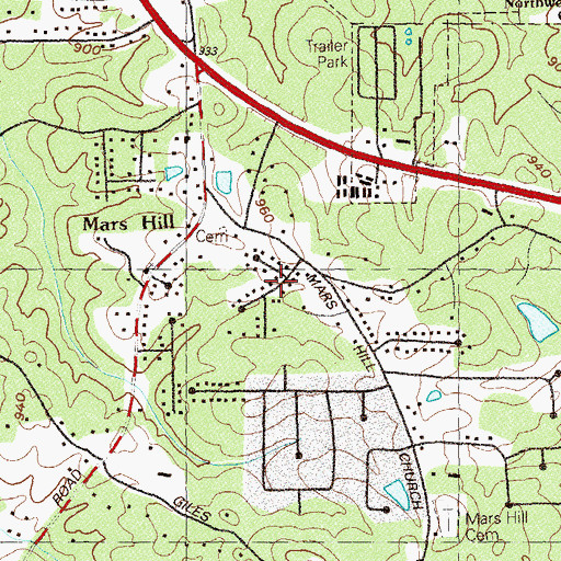 Topographic Map of Davenport Trace, GA