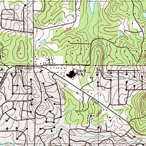 Topographic Map of Davis Elementary School, GA