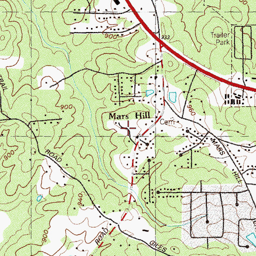Topographic Map of Edgewood Estates, GA