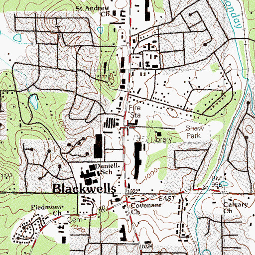 Topographic Map of Gritters Branch Cobb County Public Library, GA