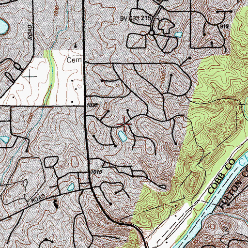 Topographic Map of Hampton Farms, GA