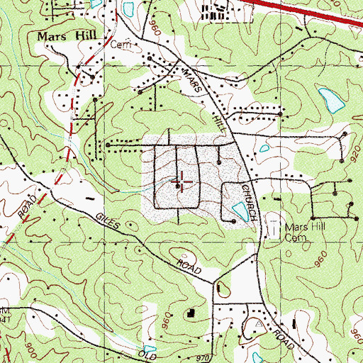 Topographic Map of Mars Hill Acres, GA