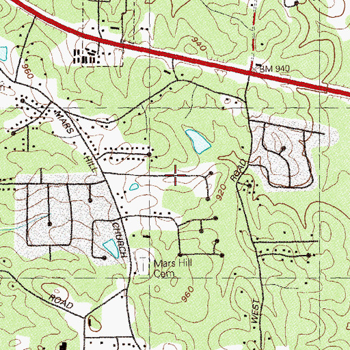 Topographic Map of Mars Hill Downs, GA