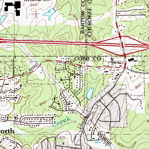 Topographic Map of McGuire Heights, GA