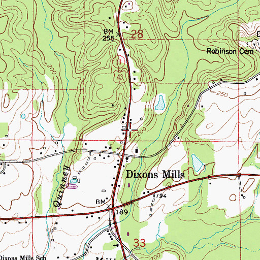 Topographic Map of Dixons Mills Post Office, AL