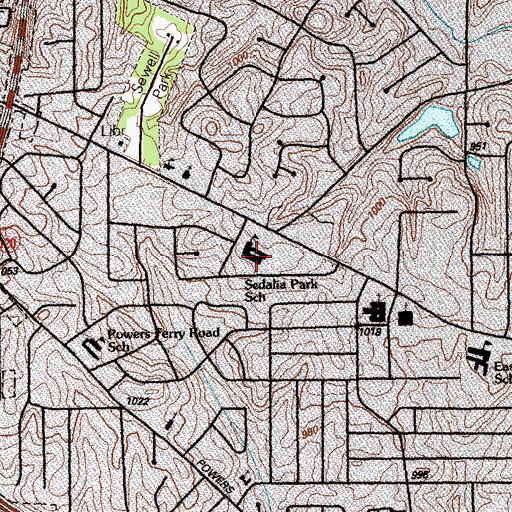 Topographic Map of Sedalia Park Elementary School, GA