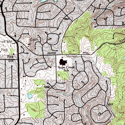 Topographic Map of Sope Creek Elementary School, GA