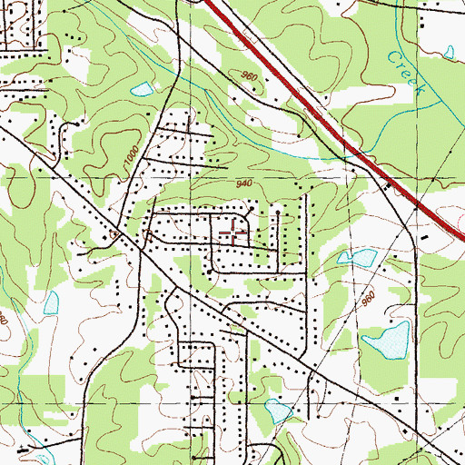 Topographic Map of Westridge, GA