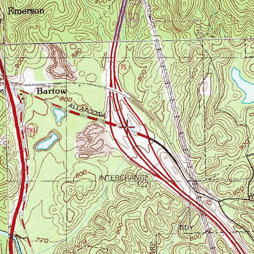 Topographic Map of Interchange 122, GA
