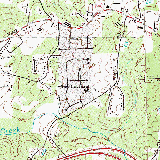 Topographic Map of Emerald Forest, GA