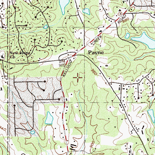 Topographic Map of Old Cedar Creek, GA