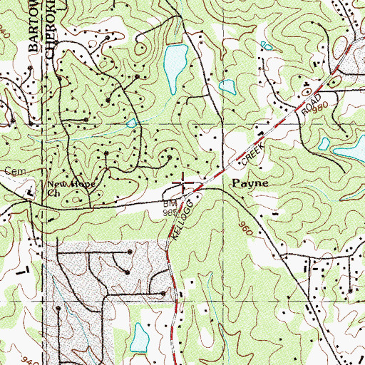 Topographic Map of Payne Mobile Home Park, GA
