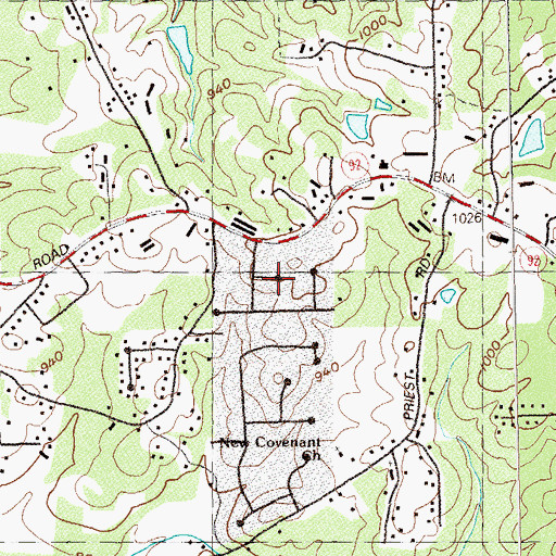 Topographic Map of Salem Woods, GA